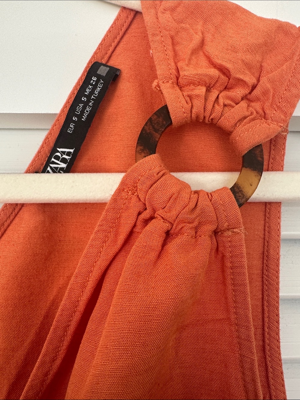 Zara Terracotta Wrap Skort Romper Tortoise Ring Detail Size S - Picture 2 of 5